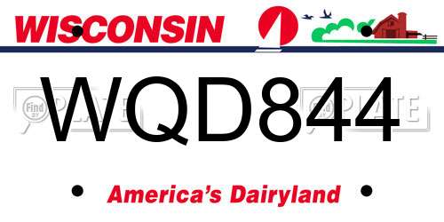 WQD844 Wisconsin License Plate