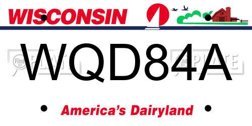 WQD84A Wisconsin License Plate