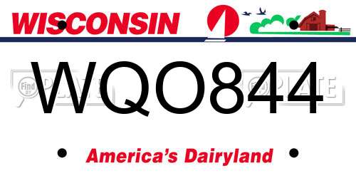 WQO844 Wisconsin License Plate