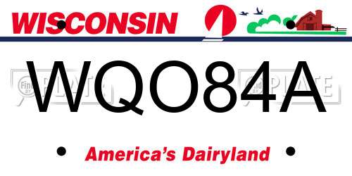 WQO84A Wisconsin License Plate