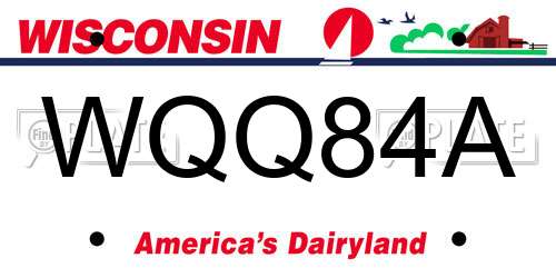 WQQ84A Wisconsin License Plate
