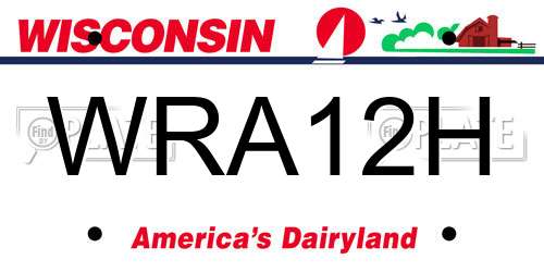 WRA12H Wisconsin License Plate
