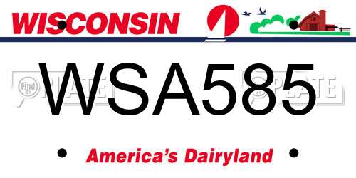 WSA585 Wisconsin License Plate