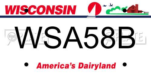 WSA58B Wisconsin License Plate
