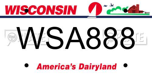 WSA888 Wisconsin License Plate