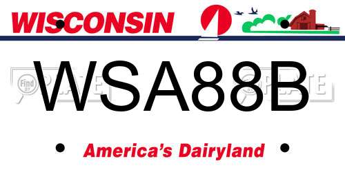 WSA88B Wisconsin License Plate