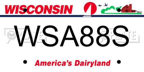 WSA88S Wisconsin License Plate