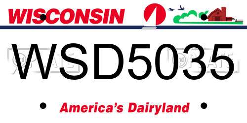 WSD5035 Wisconsin License Plate