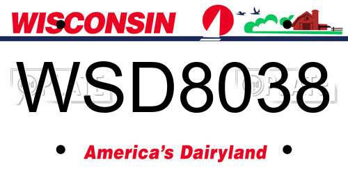 WSD8038 Wisconsin License Plate