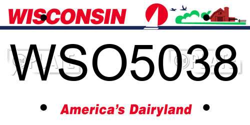 WSO5038 Wisconsin License Plate