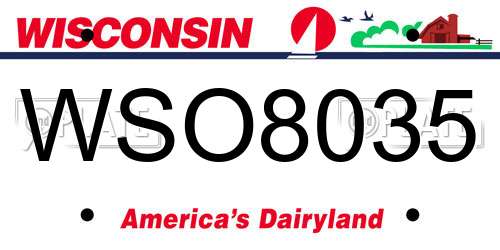 WSO8035 Wisconsin License Plate