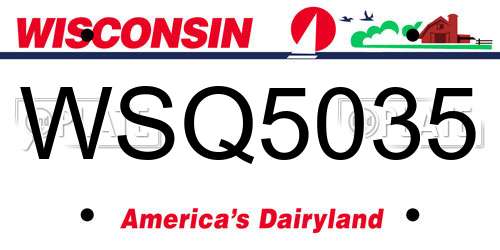WSQ5035 Wisconsin License Plate