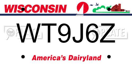 WT9J6Z Wisconsin License Plate