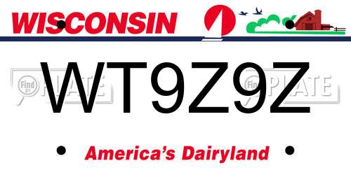 WT9Z9Z Wisconsin License Plate