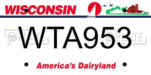 WTA953 Wisconsin License Plate