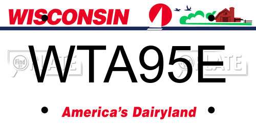 WTA95E Wisconsin License Plate