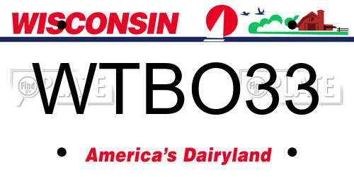 WTBO33 Wisconsin License Plate