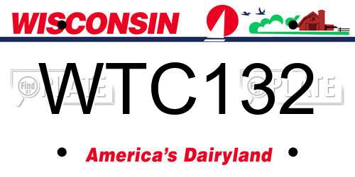 WTC132 Wisconsin License Plate
