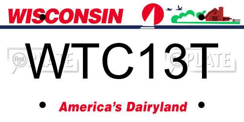 WTC13T Wisconsin License Plate