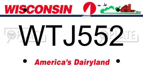 WTJ552 Wisconsin License Plate