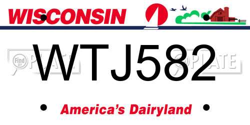 WTJ582 Wisconsin License Plate