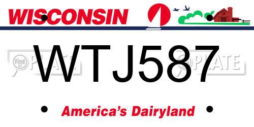 WTJ587 Wisconsin License Plate