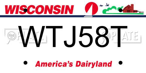 WTJ58T Wisconsin License Plate