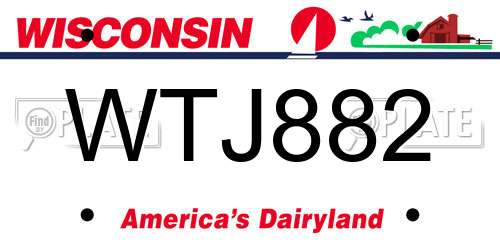 WTJ882 Wisconsin License Plate