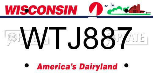 WTJ887 Wisconsin License Plate