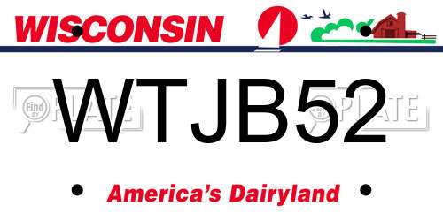 WTJB52 Wisconsin License Plate