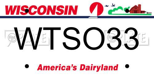 WTSO33 Wisconsin License Plate