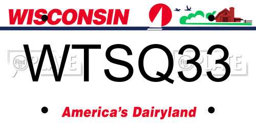 WTSQ33 Wisconsin License Plate