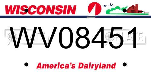 WV08451 Wisconsin License Plate