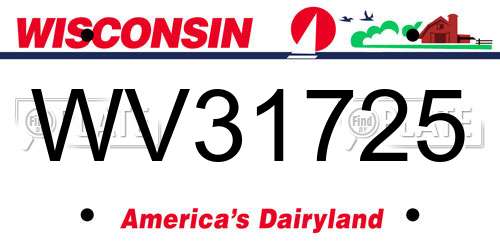 WV31725 Wisconsin License Plate