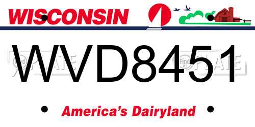 WVD8451 Wisconsin License Plate
