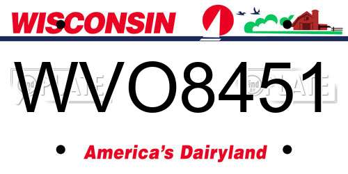 WVO8451 Wisconsin License Plate