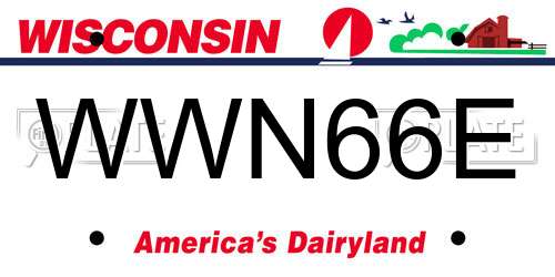 WWN66E Wisconsin License Plate