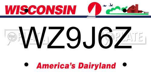 WZ9J6Z Wisconsin License Plate