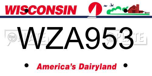 WZA953 Wisconsin License Plate