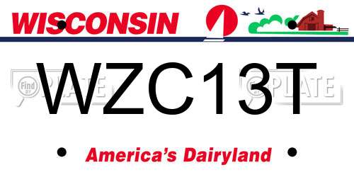 WZC13T Wisconsin License Plate