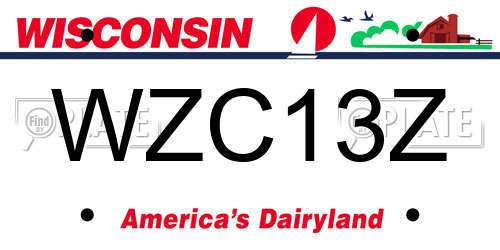 WZC13Z Wisconsin License Plate