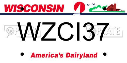 WZCI37 Wisconsin License Plate