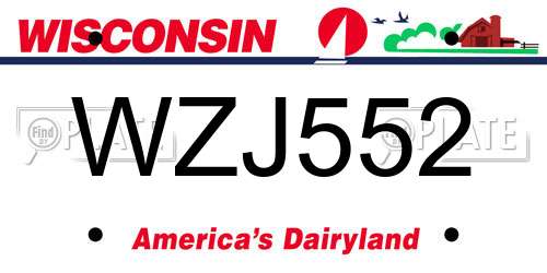 WZJ552 Wisconsin License Plate