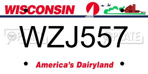 WZJ557 Wisconsin License Plate