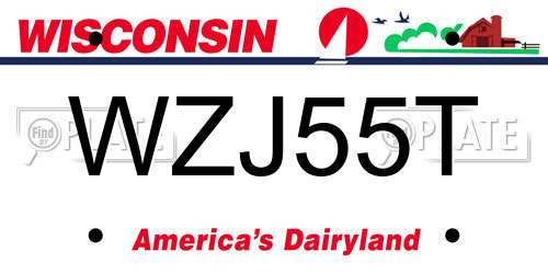 WZJ55T Wisconsin License Plate