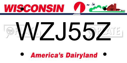 WZJ55Z Wisconsin License Plate