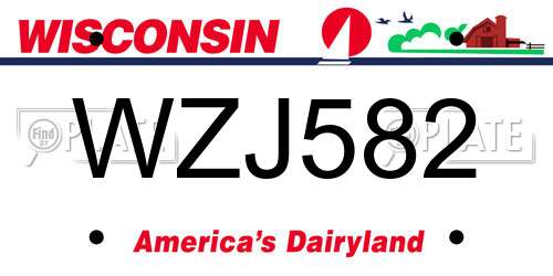 WZJ582 Wisconsin License Plate