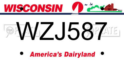 WZJ587 Wisconsin License Plate