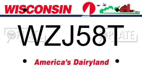 WZJ58T Wisconsin License Plate