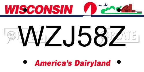 WZJ58Z Wisconsin License Plate
